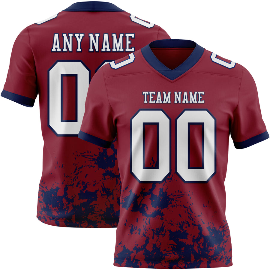 Custom Crimson White-Navy 3D Pattern Splash Authentic Football Jersey