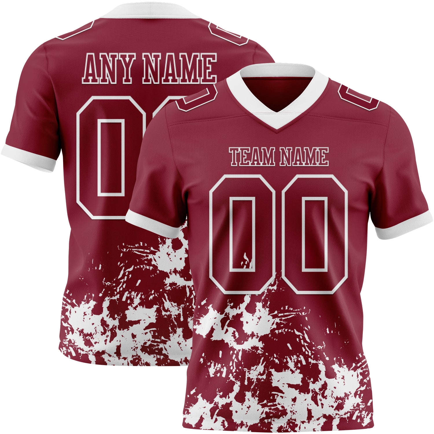 Custom Crimson White 3D Pattern Splash Authentic Football Jersey