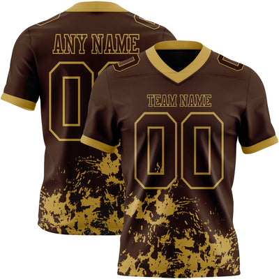 Custom Brown Old Gold 3D Pattern Splash Authentic Football Jersey