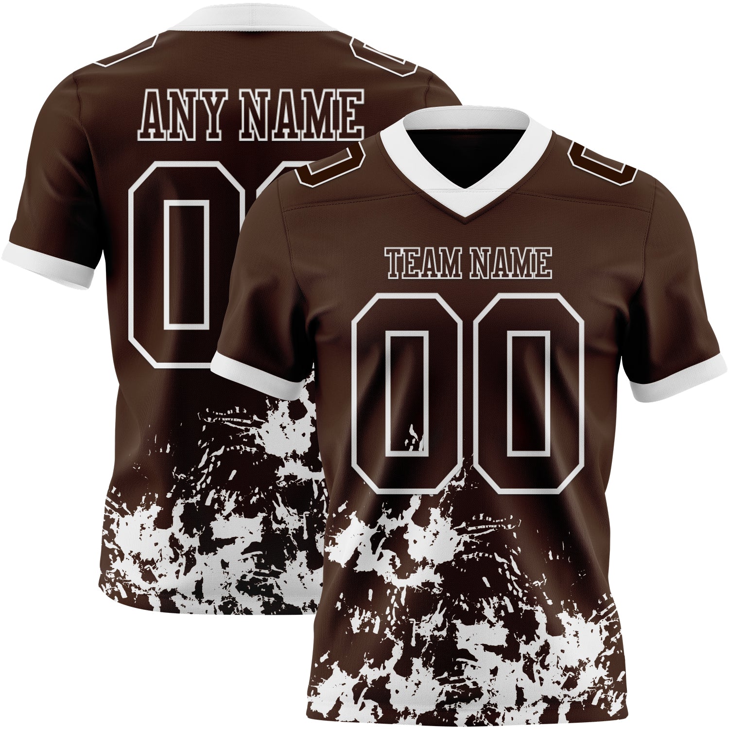 Custom Brown White 3D Pattern Splash Authentic Football Jersey