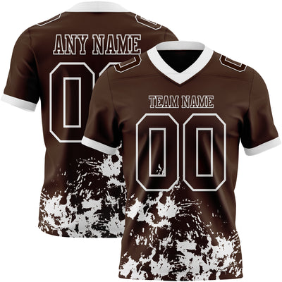 Custom Brown White 3D Pattern Splash Authentic Football Jersey