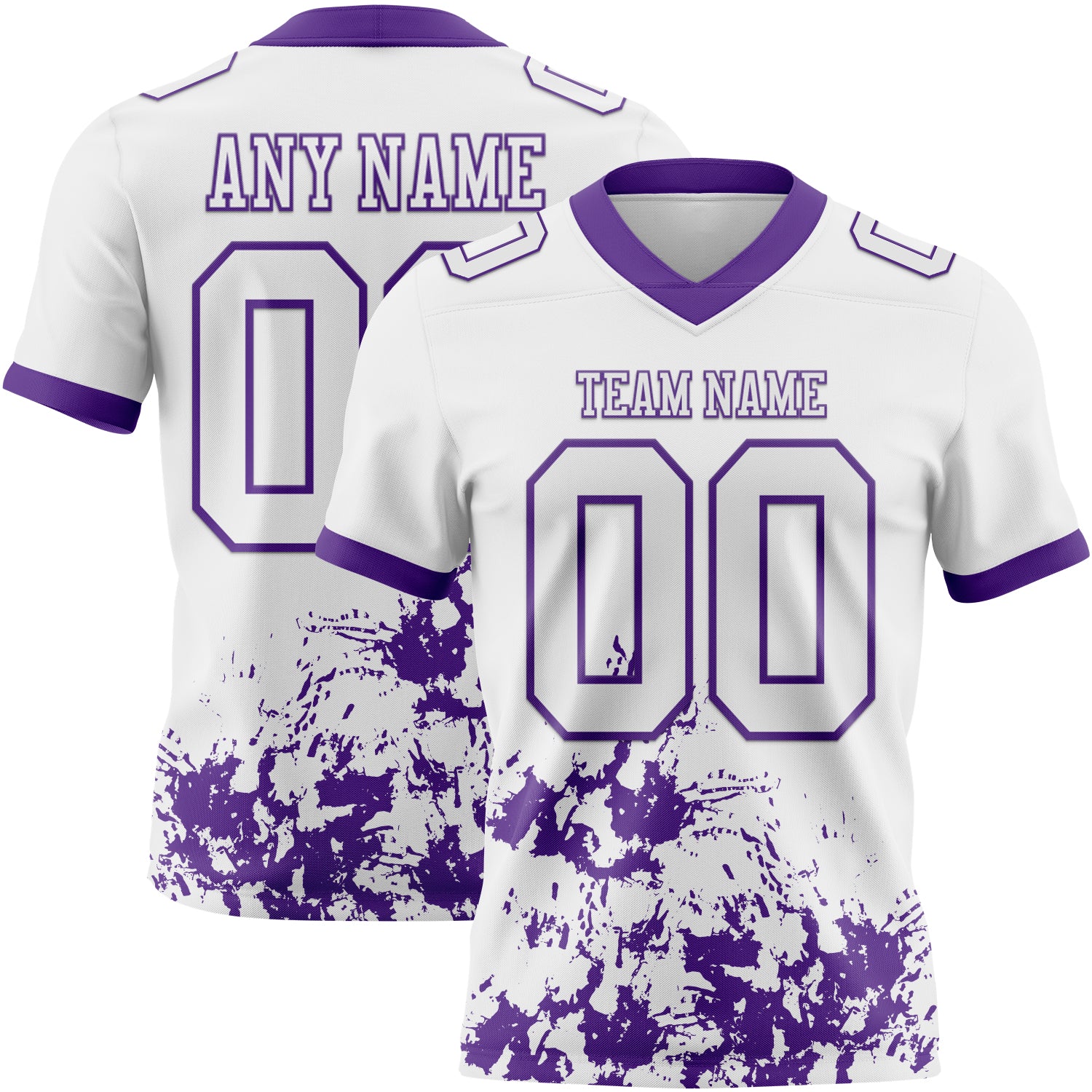 Custom White Purple 3D Pattern Splash Authentic Football Jersey