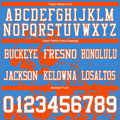 Custom Powder Blue White-Orange 3D Pattern Splash Authentic Football Jersey