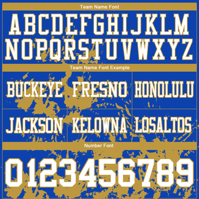 Custom Thunder Blue White-Old Gold 3D Pattern Splash Authentic Football Jersey