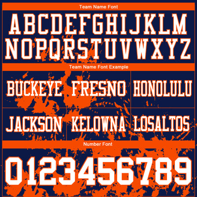 Custom Navy White-Orange 3D Pattern Splash Authentic Football Jersey