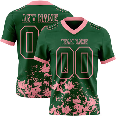 Custom Green Medium Pink 3D Pattern Splash Authentic Football Jersey