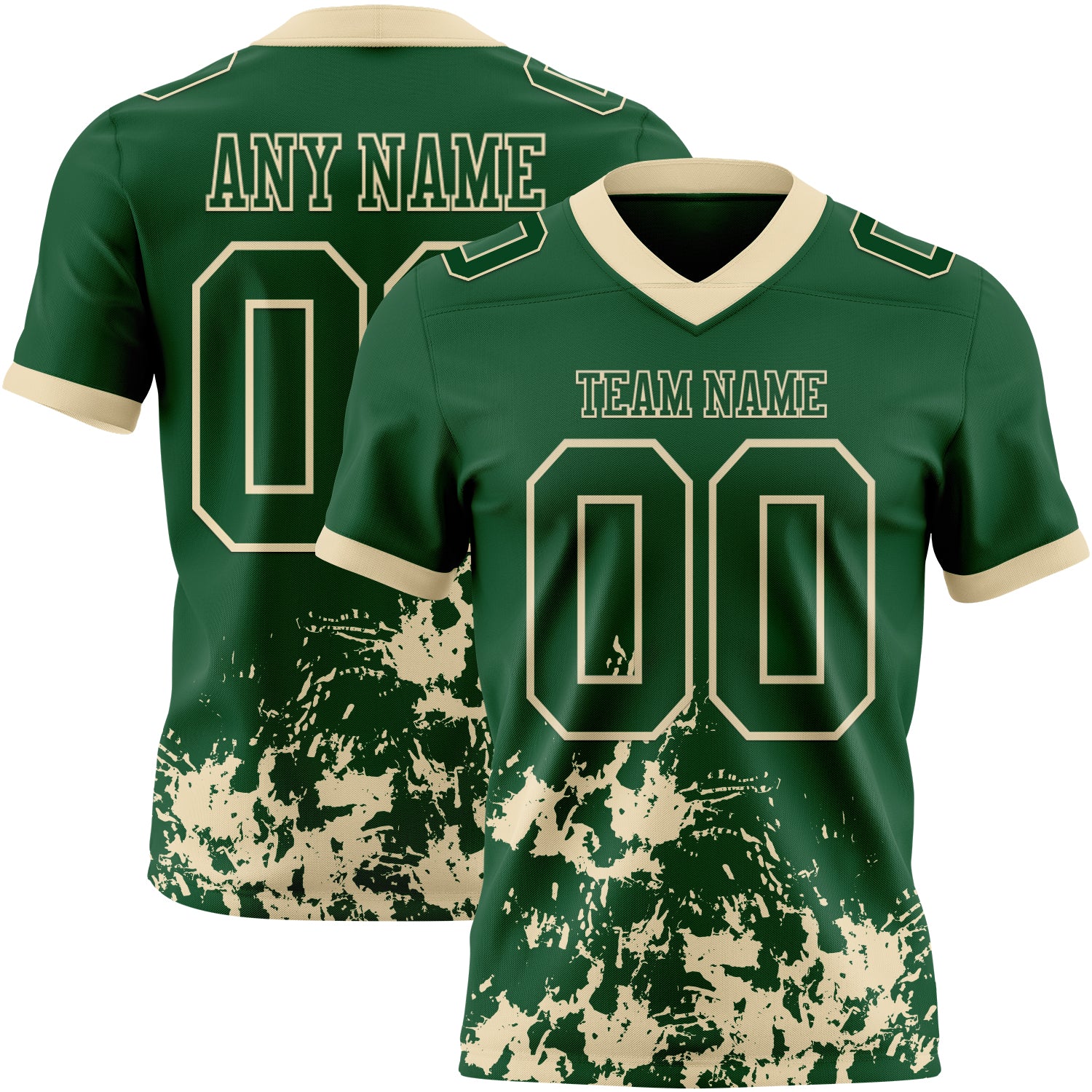 Custom Green Cream 3D Pattern Splash Authentic Football Jersey