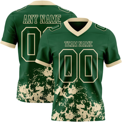 Custom Green Cream 3D Pattern Splash Authentic Football Jersey