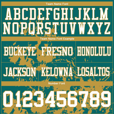 Custom Teal White-Old Gold 3D Pattern Splash Authentic Football Jersey