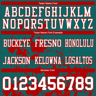 Custom Teal White-Red 3D Pattern Splash Authentic Football Jersey