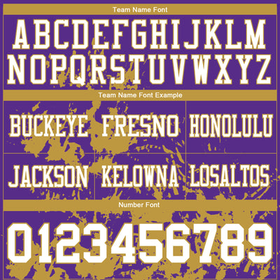 Custom Purple White-Old Gold 3D Pattern Splash Authentic Football Jersey