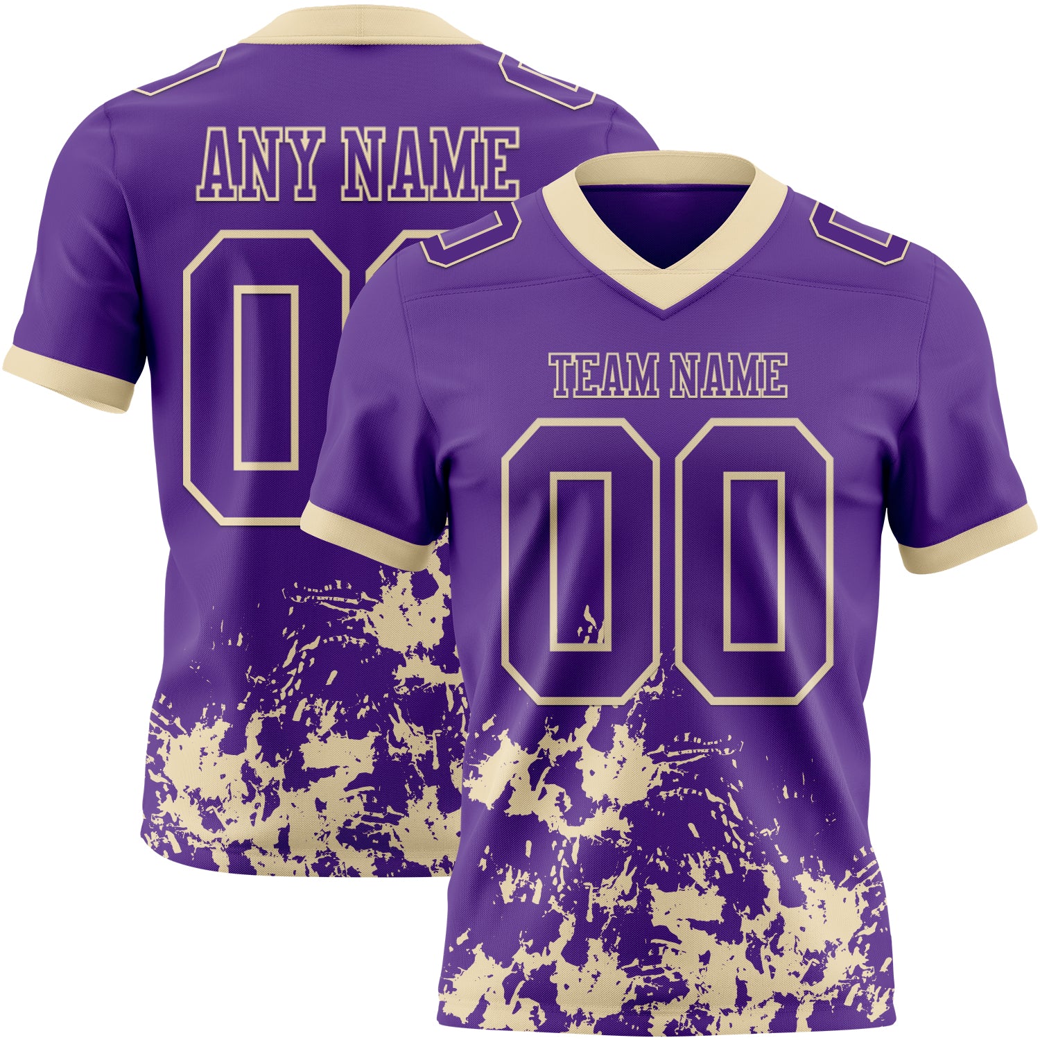 Custom Purple White-Cream 3D Pattern Splash Authentic Football Jersey