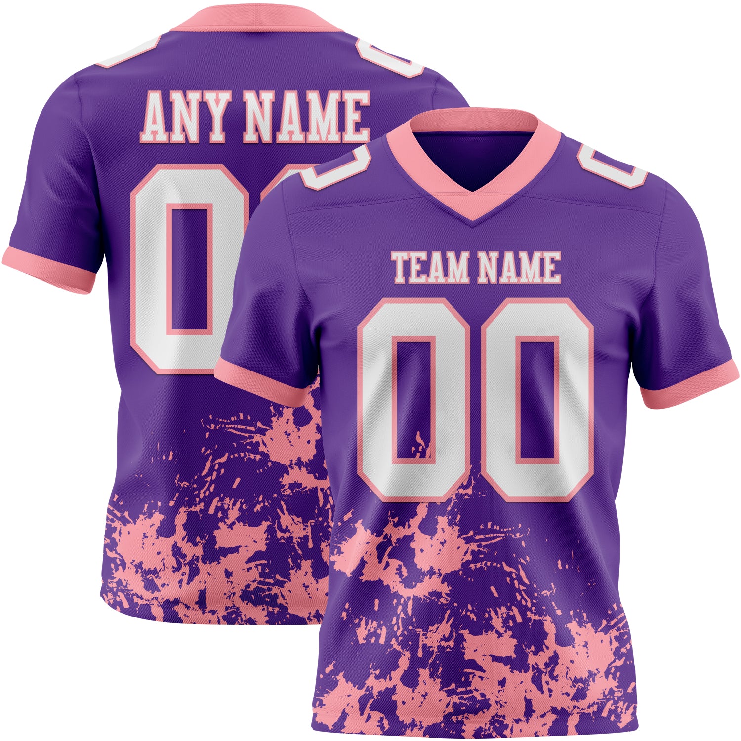 Custom Purple White-Medium Pink 3D Pattern Splash Authentic Football Jersey