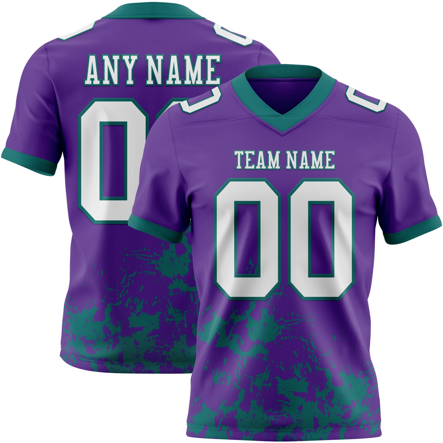 Custom Purple White-Teal 3D Pattern Splash Authentic Football Jersey