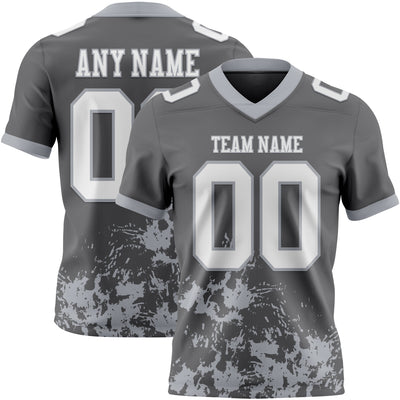 Custom Steel Gray White-Gray 3D Pattern Splash Authentic Football Jersey