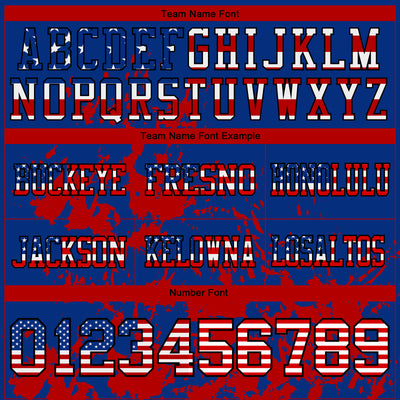 Custom Royal USA Flag Red-Black 3D Pattern Splash Authentic Football Jersey