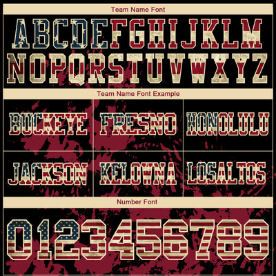 Custom Black Vintage USA Flag Crimson-Cream 3D Pattern Splash Authentic Football Jersey