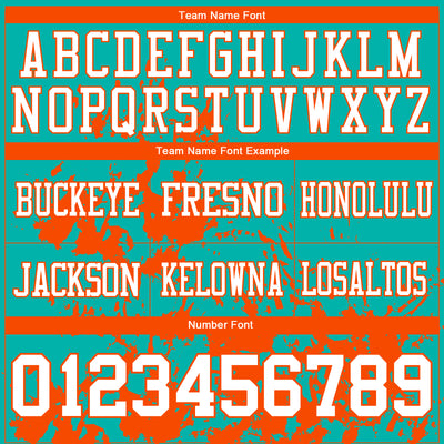 Custom Aqua White-Orange 3D Pattern Splash Authentic Football Jersey