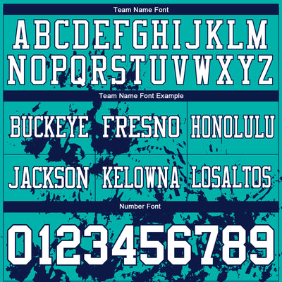 Custom Aqua White-Navy 3D Pattern Splash Authentic Football Jersey