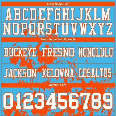 Custom Sky Blue White-Orange 3D Pattern Splash Authentic Football Jersey