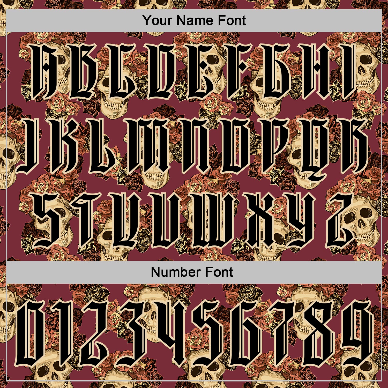 Custom Burgundy Black-City Cream 3D Skull Roses Gothic Vintage Sports Pullover Sweatshirt Hoodie