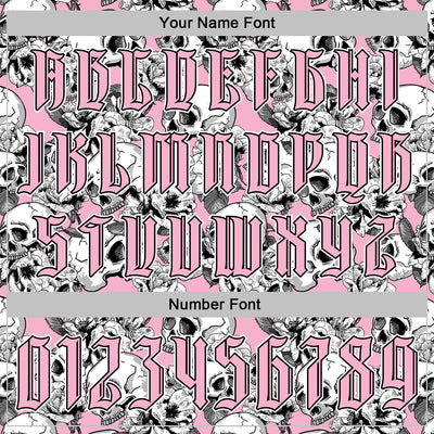 Custom Light Pink Black-White 3D Skull Roses Gothic Sports Pullover Sweatshirt Hoodie