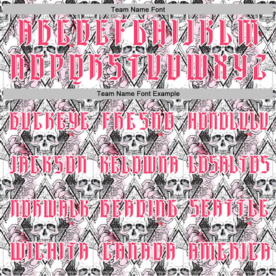 Custom White Neon Pink-Black 3D Skull Roses Gothic Geometic Diamond Grid Sports Pullover Sweatshirt Hoodie