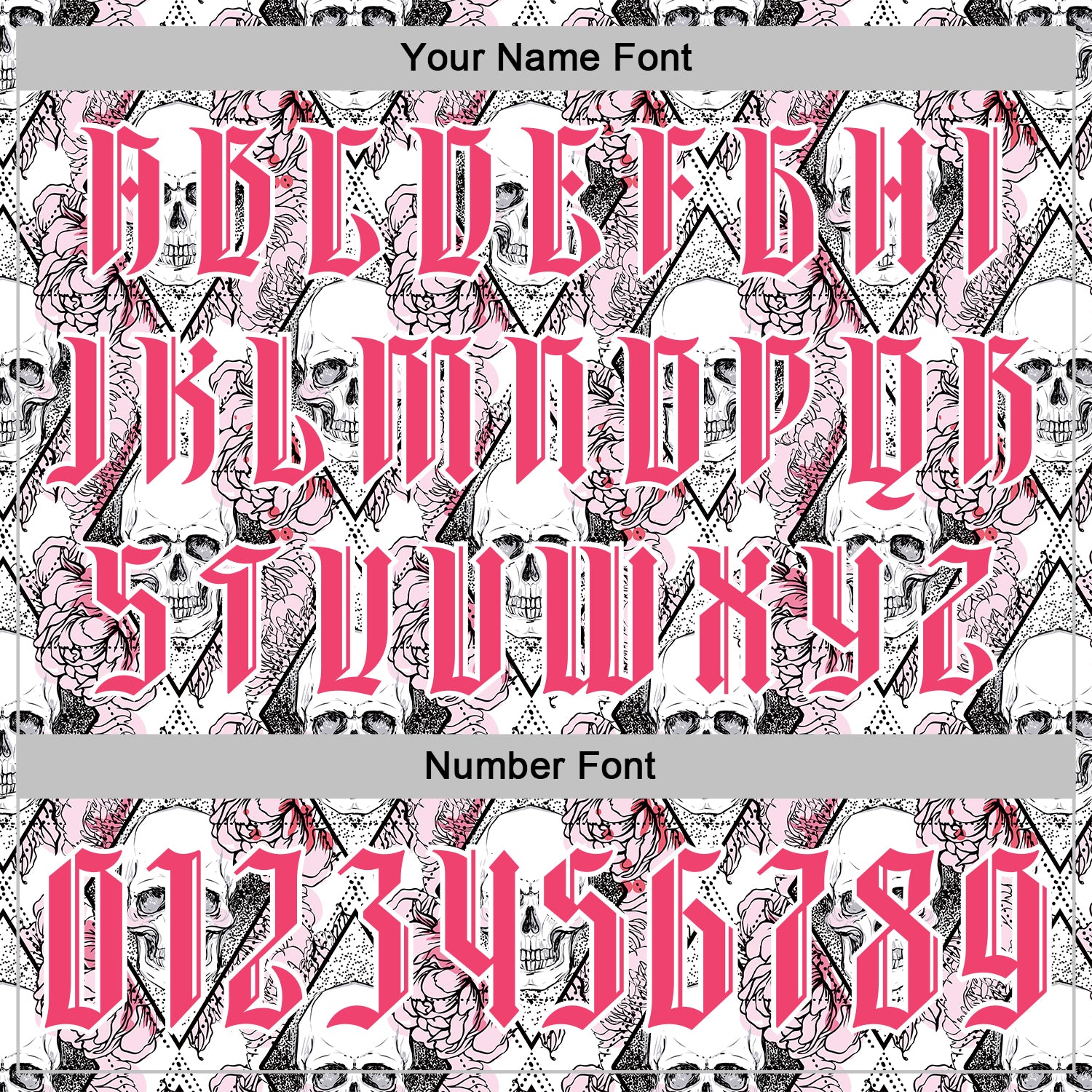 Custom White Neon Pink-Black 3D Skull Roses Gothic Geometic Diamond Grid Sports Pullover Sweatshirt Hoodie