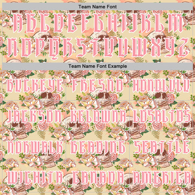 Custom Cream Medium Pink-White 3D Skull Roses Gothic Vintage Sports Pullover Sweatshirt Hoodie