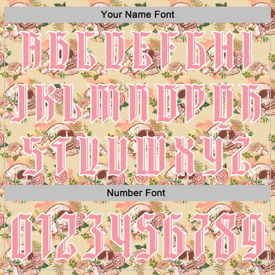 Custom Cream Medium Pink-White 3D Skull Roses Gothic Vintage Sports Pullover Sweatshirt Hoodie