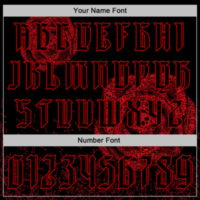 Custom Black Red 3D Skull Roses Gothic Vintage Sports Pullover Sweatshirt Hoodie