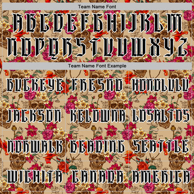 Custom Brown Black-White 3D Skull Roses Gothic Floral Vintage Sports Pullover Sweatshirt Hoodie