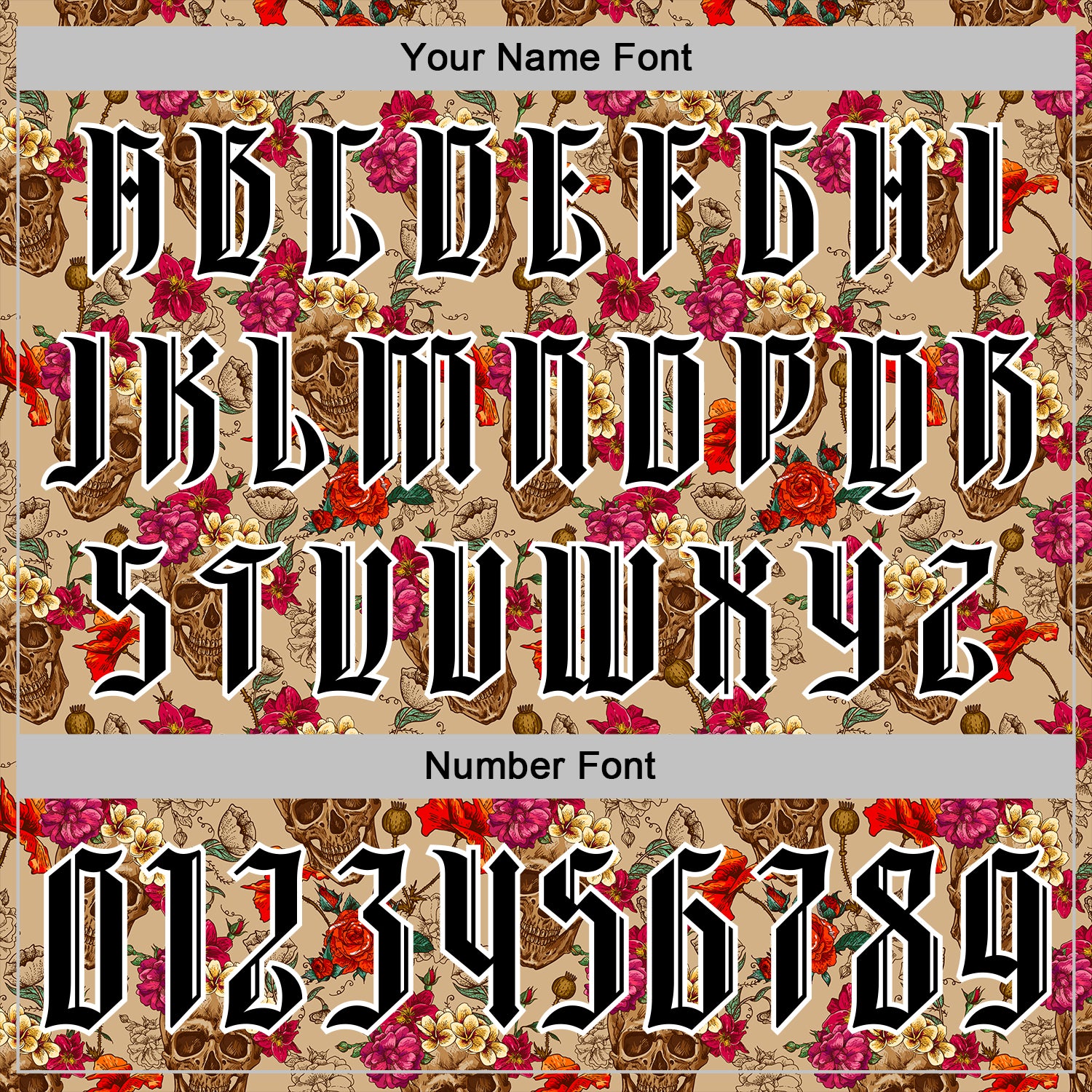 Custom Brown Black-White 3D Skull Roses Gothic Floral Vintage Sports Pullover Sweatshirt Hoodie