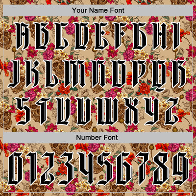 Custom Brown Black-White 3D Skull Roses Gothic Floral Vintage Sports Pullover Sweatshirt Hoodie