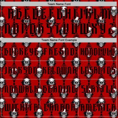 Custom Red Black 3D Skull Gothic Floral Pattern Diamond Grid Sports Pullover Sweatshirt Hoodie