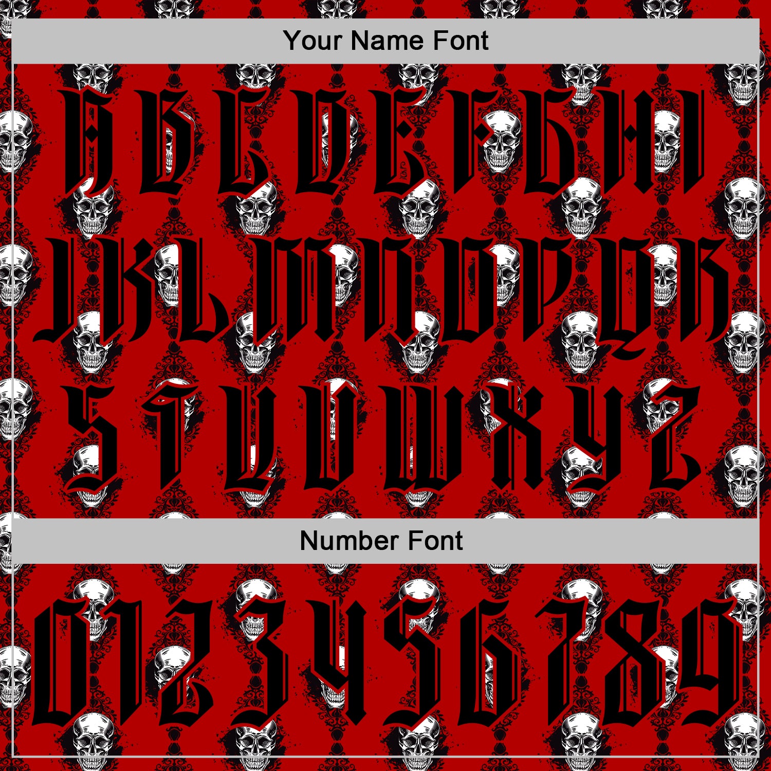 Custom Red Black 3D Skull Gothic Floral Pattern Diamond Grid Sports Pullover Sweatshirt Hoodie