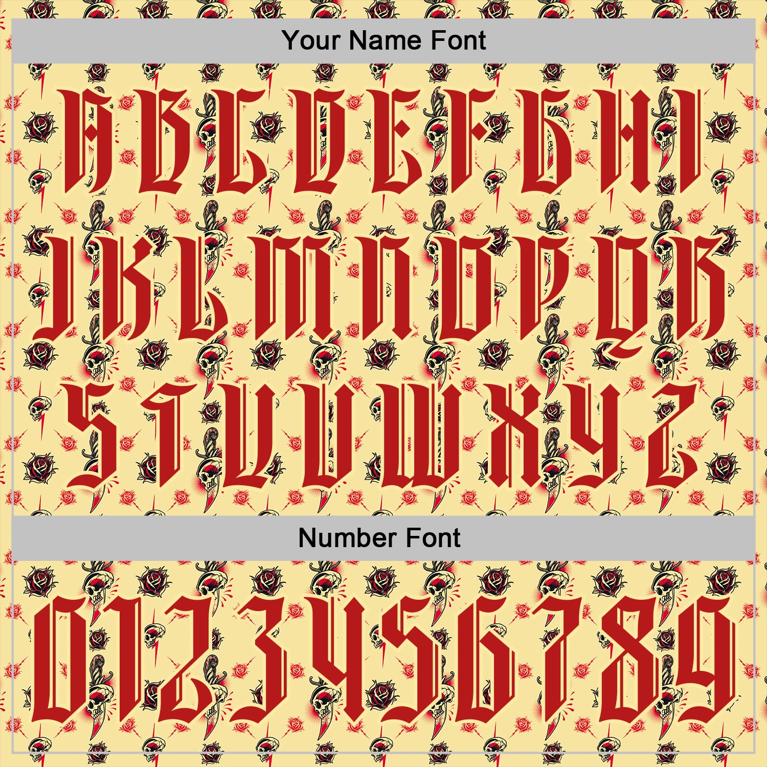 Custom Yellow Red 3D Skull Roses Gothic Sports Pullover Sweatshirt Hoodie