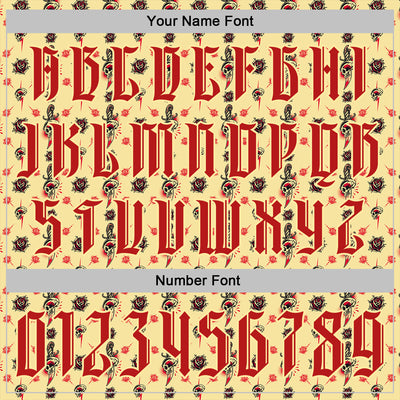 Custom Yellow Red 3D Skull Roses Gothic Sports Pullover Sweatshirt Hoodie