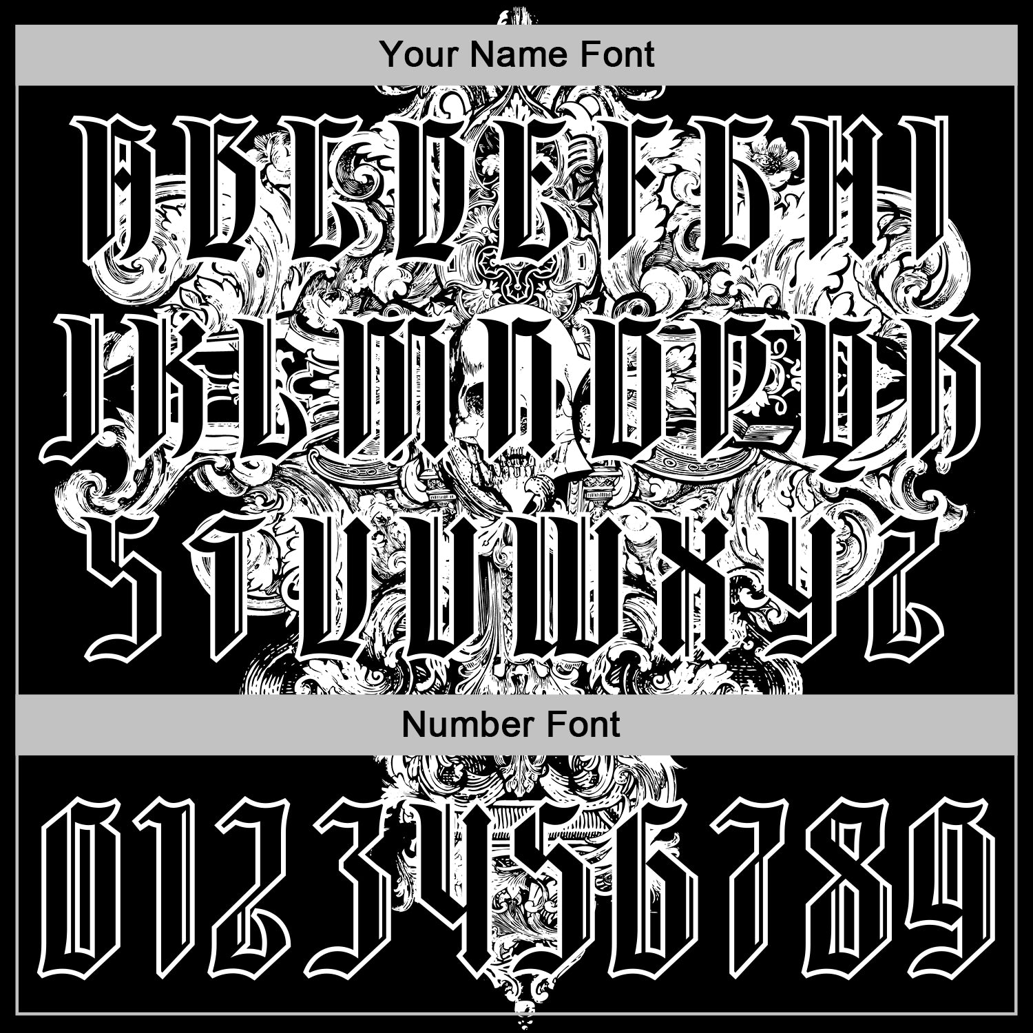 Custom Black White 3D Skull Gothic Floral Vintage Sports Pullover Sweatshirt Hoodie