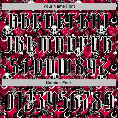 Custom Red Black-White 3D Skull Roses Gothic Splash Hearts Stars Sports Pullover Sweatshirt Hoodie