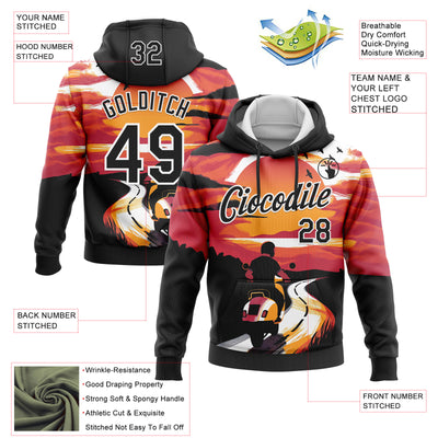 Custom Stitched Red Black-White 3D Pattern Design Motorcycle Motocross Racing Sports Pullover Sweatshirt Hoodie