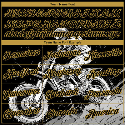 Custom Stitched Black Old Gold 3D Pattern Design Motorcycle Motocross Racing Sports Pullover Sweatshirt Hoodie