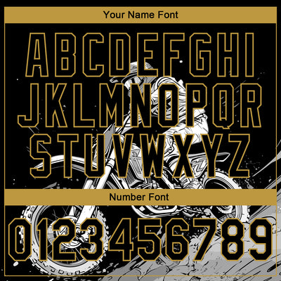 Custom Stitched Black Old Gold 3D Pattern Design Motorcycle Motocross Racing Sports Pullover Sweatshirt Hoodie