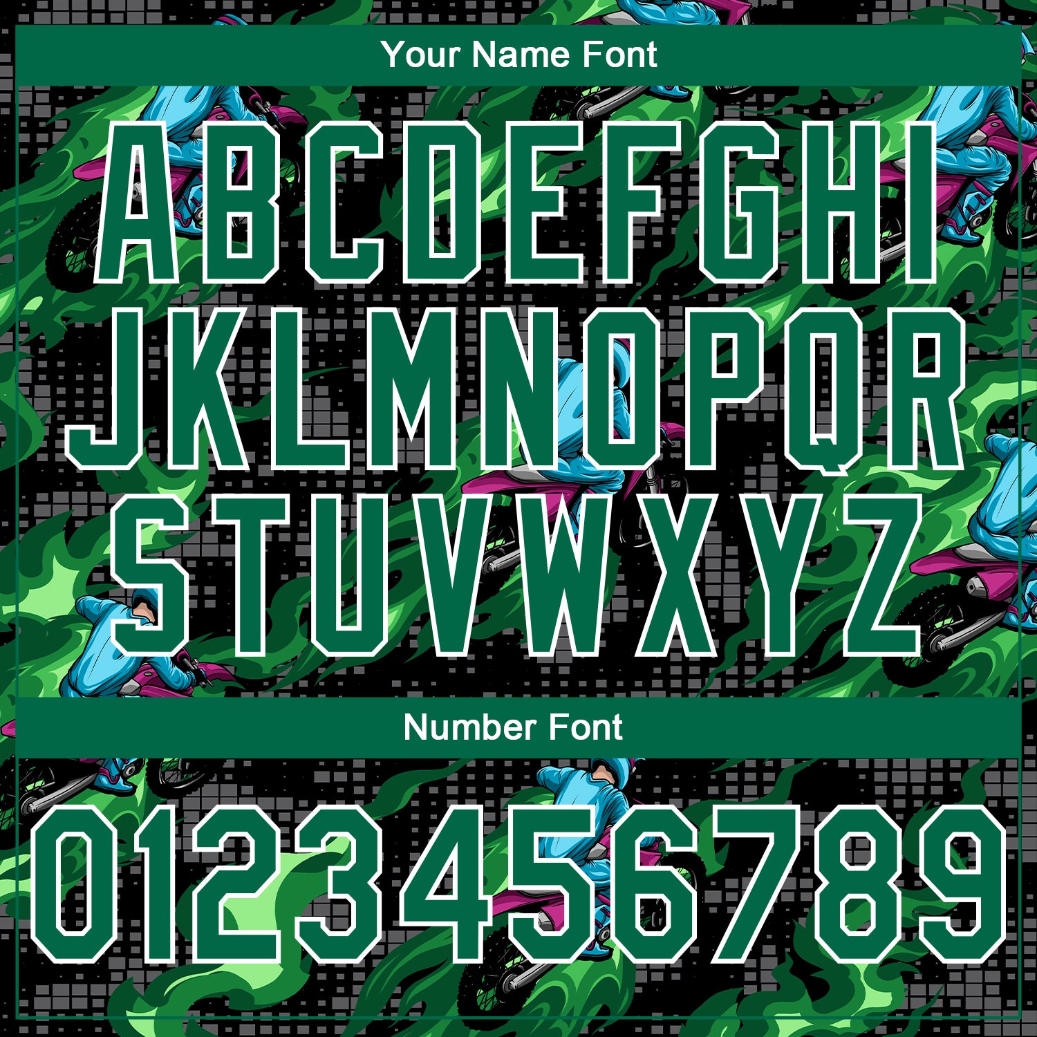 Custom Stitched Black Kelly Green-White 3D Pattern Design Flame Motorcycle Motocross Racing Sports Pullover Sweatshirt Hoodie