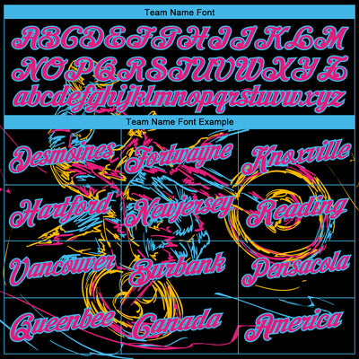 Custom Stitched Black Hot Pink-Sky Blue 3D Pattern Design Motorcycle Motocross Racing Sports Pullover Sweatshirt Hoodie