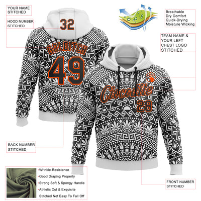 Custom Stitched White Black-Orange 3D Pattern Design Tribal Ethnic Native American Sports Pullover Sweatshirt Hoodie