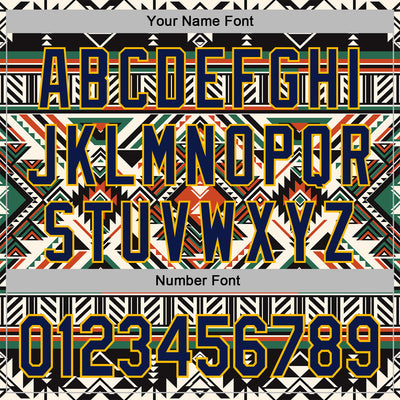 Custom Stitched Black Navy-Gold 3D Pattern Design Tribal Ethnic Native American Sports Pullover Sweatshirt Hoodie