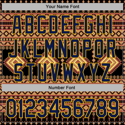 Custom Stitched Black Navy-Gold 3D Pattern Design Tribal Ethnic Native American Sports Pullover Sweatshirt Hoodie