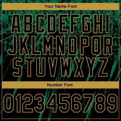 Custom Stitched Black Kelly Green-Old Gold 3D Pattern Design Splash Grunge Art Sports Pullover Sweatshirt Hoodie