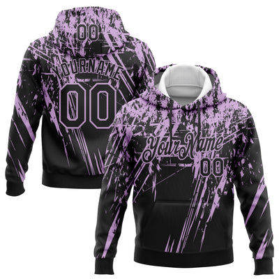 Custom Stitched Black Light Purple 3D Pattern Design Splash Grunge Art Sports Pullover Sweatshirt Hoodie